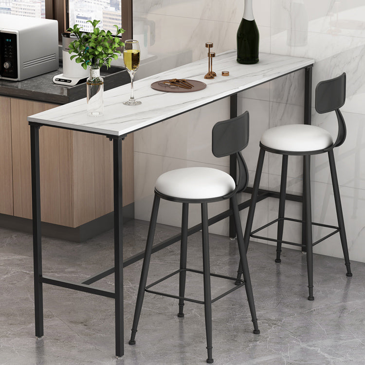 Indoor Marble Trestle Cocktail Bar Table Modern White Footrest Pub Height Dining Table Clearhalo 'Bar Furniture' 'Bar Tables' 'bar_tables' 'furn' 'furn_bar_tables' 'Furniture' 'furniture_bar_tables' 'Kitchen & Dining Furniture' 'kitchen&dining_furn' 'kitchen' 4284591