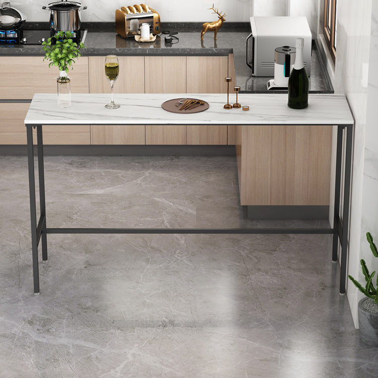 Indoor Marble Trestle Cocktail Bar Table Modern White Footrest Pub Height Dining Table Clearhalo 'Bar Furniture' 'Bar Tables' 'bar_tables' 'furn' 'furn_bar_tables' 'Furniture' 'furniture_bar_tables' 'Kitchen & Dining Furniture' 'kitchen&dining_furn' 'kitchen' 4284592