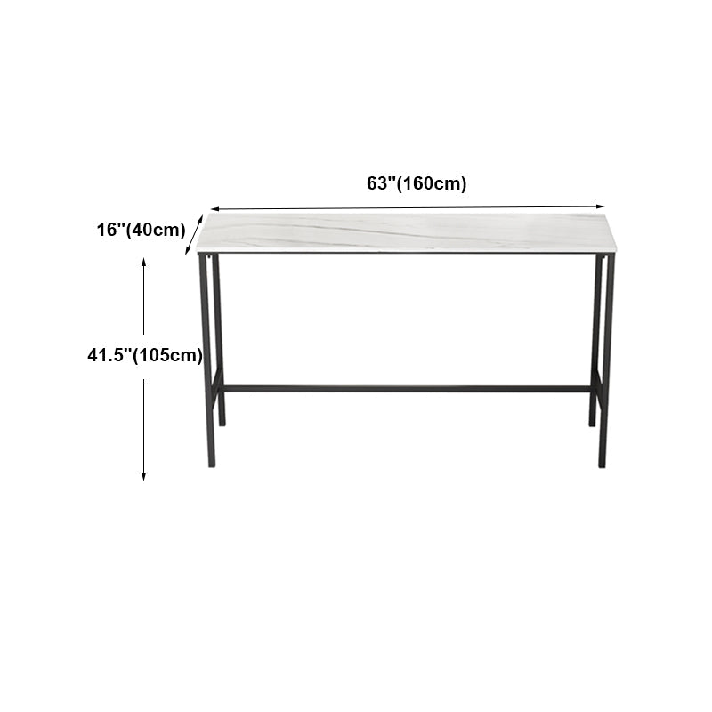 Indoor Marble Trestle Cocktail Bar Table Modern White Footrest Pub Height Dining Table Clearhalo 'Bar Furniture' 'Bar Tables' 'bar_tables' 'furn' 'furn_bar_tables' 'Furniture' 'furniture_bar_tables' 'Kitchen & Dining Furniture' 'kitchen&dining_furn' 'kitchen' 4284598