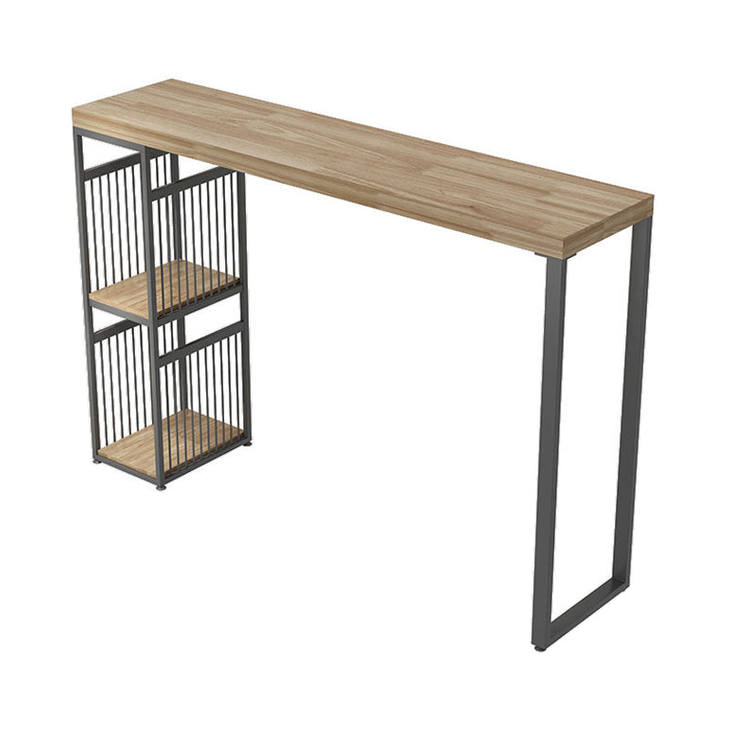 Living Room Wood Counter Wine Table Rectangle Storage Natural Bar Height Pub Table 39.4"L x 15.7"W x 41.3"H Without Chairs Clearhalo 'Bar Furniture' 'Bar Tables' 'bar_tables' 'furn' 'furn_bar_tables' 'Furniture' 'furniture_bar_tables' 'Kitchen & Dining Furniture' 'kitchen&dining_furn' 'kitchen' 4284605