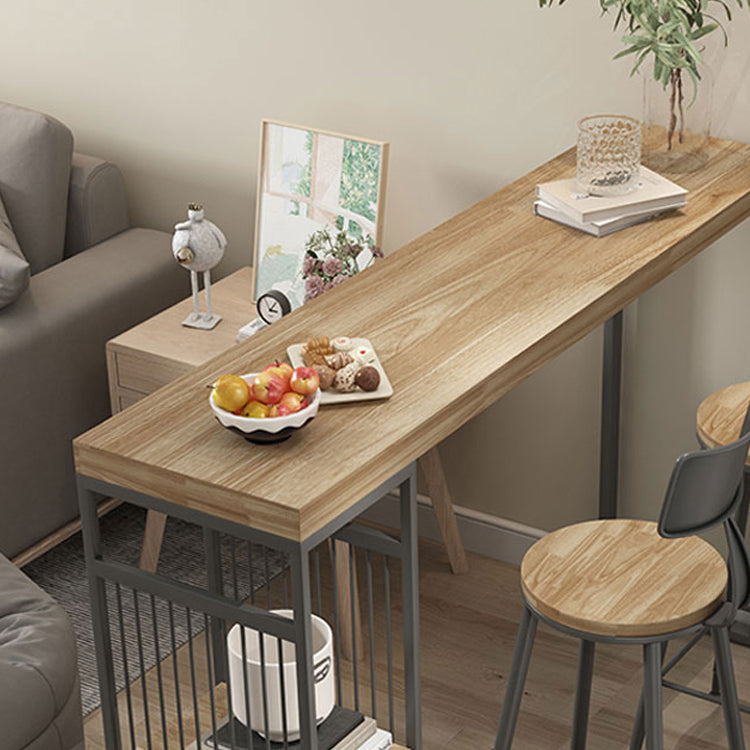 Living Room Wood Counter Wine Table Rectangle Storage Natural Bar Height Pub Table Clearhalo 'Bar Furniture' 'Bar Tables' 'bar_tables' 'furn' 'furn_bar_tables' 'Furniture' 'furniture_bar_tables' 'Kitchen & Dining Furniture' 'kitchen&dining_furn' 'kitchen' 4284606