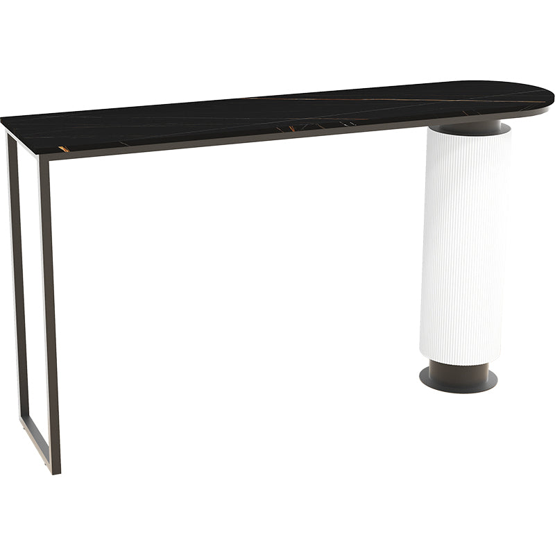 Contemporary Bar Dining Table Indoor Double Pedestal Bar Height Table Black Black Clearhalo 'Bar Furniture' 'Bar Tables' 'bar_tables' 'furn' 'furn_bar_tables' 'Furniture' 'furniture_bar_tables' 'Kitchen & Dining Furniture' 'kitchen&dining_furn' 'kitchen' 4284621