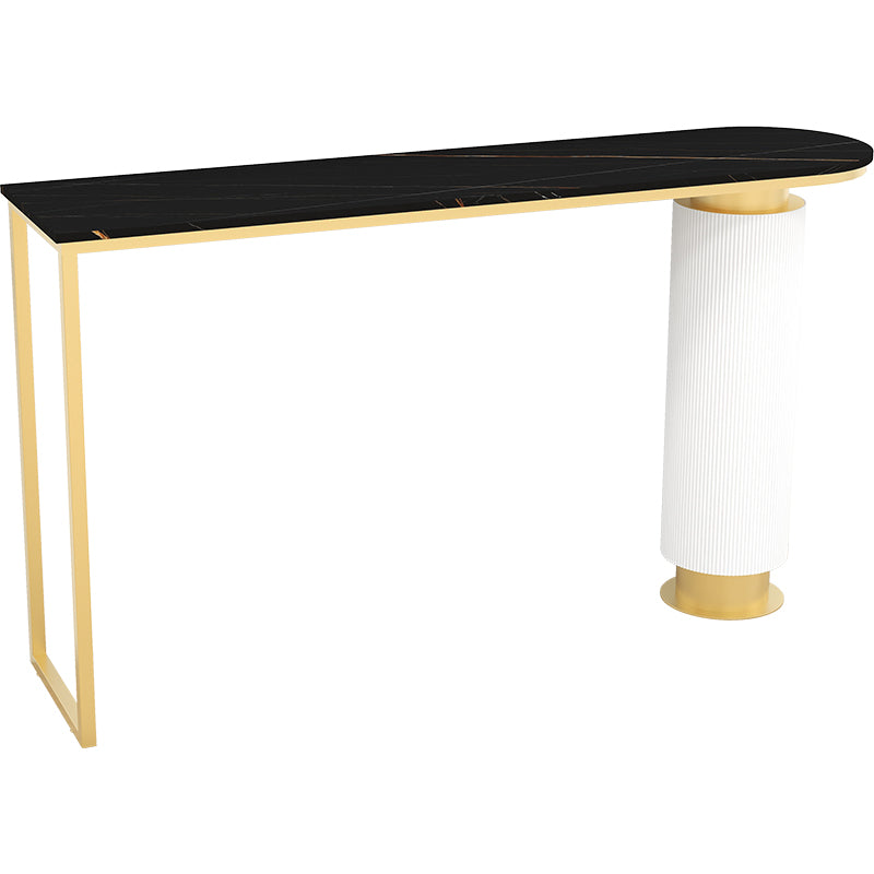 Contemporary Bar Dining Table Indoor Double Pedestal Bar Height Table Gold Black Clearhalo 'Bar Furniture' 'Bar Tables' 'bar_tables' 'furn' 'furn_bar_tables' 'Furniture' 'furniture_bar_tables' 'Kitchen & Dining Furniture' 'kitchen&dining_furn' 'kitchen' 4284626