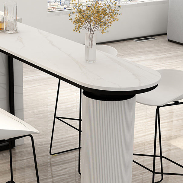 Contemporary Bar Dining Table Indoor Double Pedestal Bar Height Table Clearhalo 'Bar Furniture' 'Bar Tables' 'bar_tables' 'furn' 'furn_bar_tables' 'Furniture' 'furniture_bar_tables' 'Kitchen & Dining Furniture' 'kitchen&dining_furn' 'kitchen' 4284631