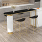 Contemporary Bar Dining Table Indoor Double Pedestal Bar Height Table 63"L x 15.7"W x 41.3"H Gold Black Clearhalo 'Bar Furniture' 'Bar Tables' 'bar_tables' 'furn' 'furn_bar_tables' 'Furniture' 'furniture_bar_tables' 'Kitchen & Dining Furniture' 'kitchen&dining_furn' 'kitchen' 4284633