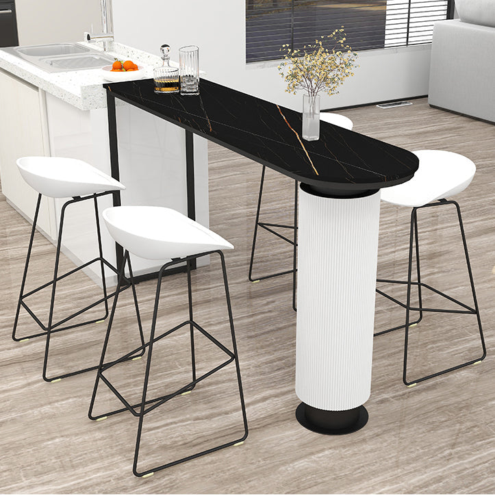Contemporary Bar Dining Table Indoor Double Pedestal Bar Height Table Clearhalo 'Bar Furniture' 'Bar Tables' 'bar_tables' 'furn' 'furn_bar_tables' 'Furniture' 'furniture_bar_tables' 'Kitchen & Dining Furniture' 'kitchen&dining_furn' 'kitchen' 4284638