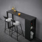 Kitchen Bar Height Counter Height Table Modern Rectangle Pub Table with Wine Storage 94.5"L x 15.7"W x 41.3"H Black Without Chairs Clearhalo 'Bar Furniture' 'Bar Tables' 'bar_tables' 'furn' 'furn_bar_tables' 'Furniture' 'furniture_bar_tables' 'Kitchen & Dining Furniture' 'kitchen&dining_furn' 'kitchen' 4284666