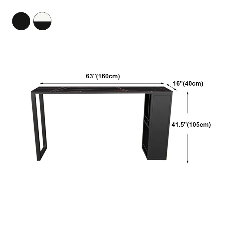 Kitchen Bar Height Counter Height Table Modern Rectangle Pub Table with Wine Storage Clearhalo 'Bar Furniture' 'Bar Tables' 'bar_tables' 'furn' 'furn_bar_tables' 'Furniture' 'furniture_bar_tables' 'Kitchen & Dining Furniture' 'kitchen&dining_furn' 'kitchen' 4284674
