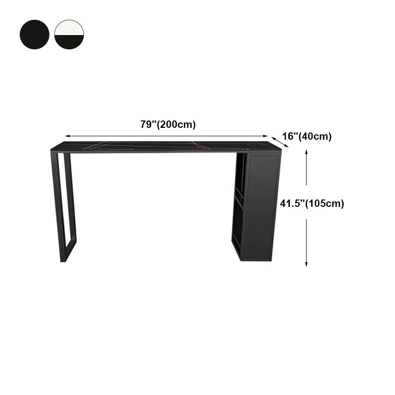 Kitchen Bar Height Counter Height Table Modern Rectangle Pub Table with Wine Storage Clearhalo 'Bar Furniture' 'Bar Tables' 'bar_tables' 'furn' 'furn_bar_tables' 'Furniture' 'furniture_bar_tables' 'Kitchen & Dining Furniture' 'kitchen&dining_furn' 'kitchen' 4284676
