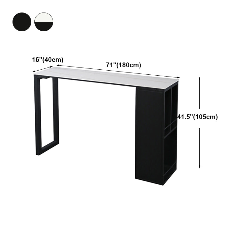 Kitchen Bar Height Counter Height Table Modern Rectangle Pub Table with Wine Storage Clearhalo 'Bar Furniture' 'Bar Tables' 'bar_tables' 'furn' 'furn_bar_tables' 'Furniture' 'furniture_bar_tables' 'Kitchen & Dining Furniture' 'kitchen&dining_furn' 'kitchen' 4284683