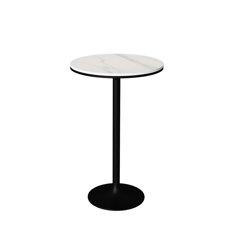 Contemporary Round Bar Dining Table Indoor Pedestal Bar Height Table 42-Inch Top Black Without Chairs Clearhalo 'Bar Furniture' 'Bar Tables' 'bar_tables' 'furn' 'furn_bar_tables' 'Furniture' 'furniture_bar_tables' 'Kitchen & Dining Furniture' 'kitchen&dining_furn' 'kitchen' 4284692