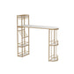 Modern Bar Dining Table Indoor Bar Height Table with Shelves 42-Inch Top 39.4"L x 15.7"W x 41.3"H Gold Without Chairs Clearhalo 'Bar Furniture' 'Bar Tables' 'bar_tables' 'furn' 'furn_bar_tables' 'Furniture' 'furniture_bar_tables' 'Kitchen & Dining Furniture' 'kitchen&dining_furn' 'kitchen' 4284705
