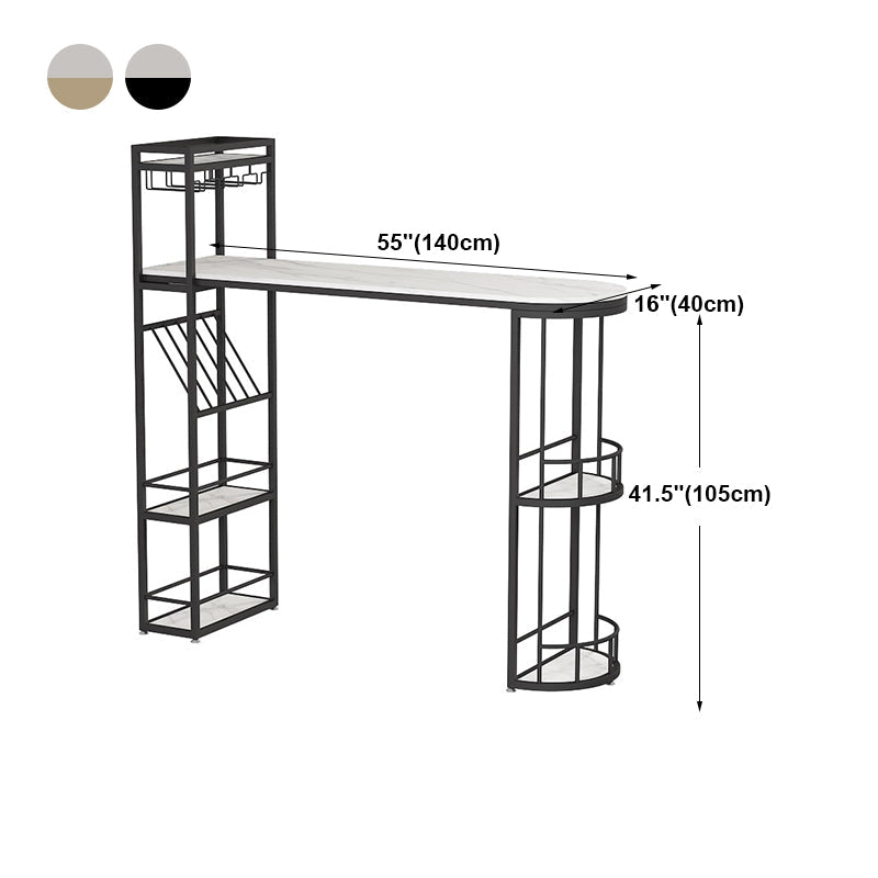 Modern Bar Dining Table Indoor Bar Height Table with Shelves 42-Inch Top Clearhalo 'Bar Furniture' 'Bar Tables' 'bar_tables' 'furn' 'furn_bar_tables' 'Furniture' 'furniture_bar_tables' 'Kitchen & Dining Furniture' 'kitchen&dining_furn' 'kitchen' 4284712