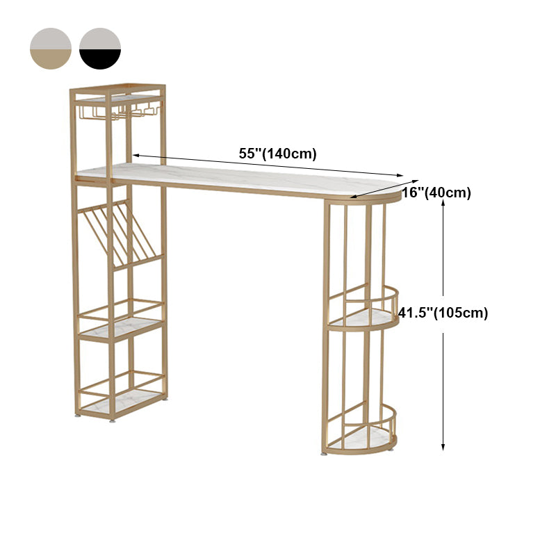 Modern Bar Dining Table Indoor Bar Height Table with Shelves 42-Inch Top Clearhalo 'Bar Furniture' 'Bar Tables' 'bar_tables' 'furn' 'furn_bar_tables' 'Furniture' 'furniture_bar_tables' 'Kitchen & Dining Furniture' 'kitchen&dining_furn' 'kitchen' 4284717