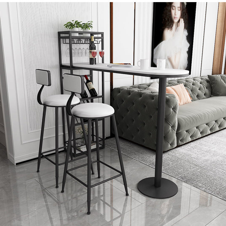 Modern Bar Dining Table Indoor Bar Height Pub Table with Shelves 42-Inch Top 63"L x 15.7"W x 41.3"H Black Without Chairs Clearhalo 'Bar Furniture' 'Bar Tables' 'bar_tables' 'furn' 'furn_bar_tables' 'Furniture' 'furniture_bar_tables' 'Kitchen & Dining Furniture' 'kitchen&dining_furn' 'kitchen' 4284731