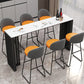 Rectangle Living Room Patio Bar Table Double pedestal White Marble Counter Table 55.1"L x 23.6"W x 41.3"H Without Chairs Clearhalo 'Bar Furniture' 'Bar Tables' 'bar_tables' 'furn' 'furn_bar_tables' 'Furniture' 'furniture_bar_tables' 'Kitchen & Dining Furniture' 'kitchen&dining_furn' 'kitchen' 4284753