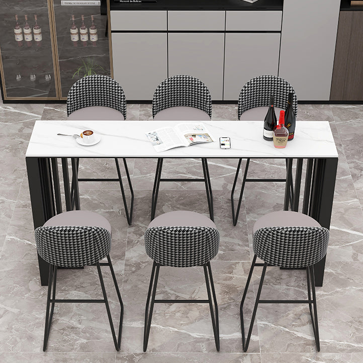 Rectangle Living Room Patio Bar Table Double pedestal White Marble Counter Table Clearhalo 'Bar Furniture' 'Bar Tables' 'bar_tables' 'furn' 'furn_bar_tables' 'Furniture' 'furniture_bar_tables' 'Kitchen & Dining Furniture' 'kitchen&dining_furn' 'kitchen' 4284755