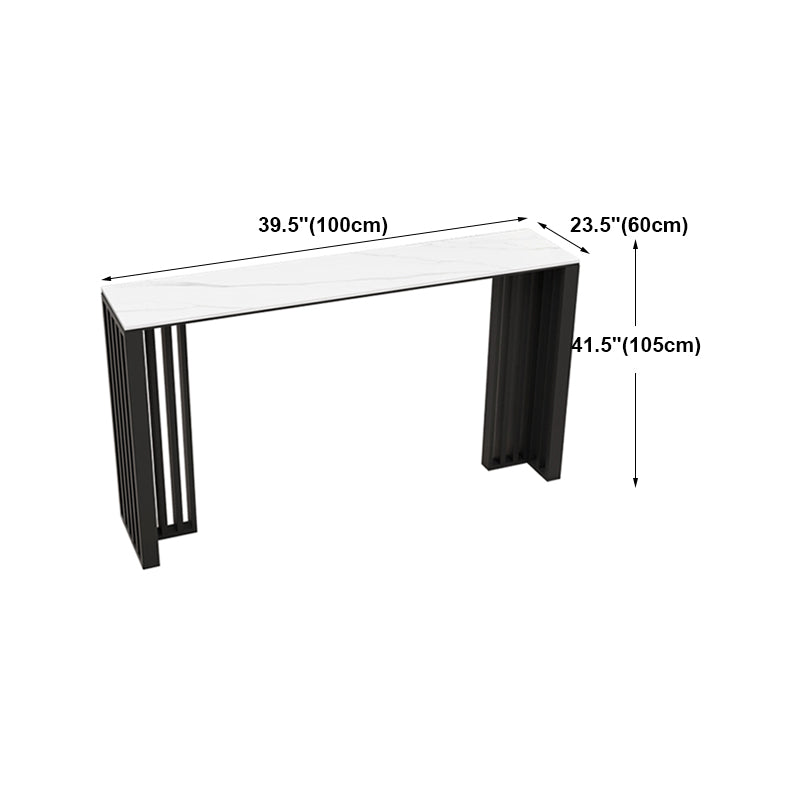 Rectangle Living Room Patio Bar Table Double pedestal White Marble Counter Table Clearhalo 'Bar Furniture' 'Bar Tables' 'bar_tables' 'furn' 'furn_bar_tables' 'Furniture' 'furniture_bar_tables' 'Kitchen & Dining Furniture' 'kitchen&dining_furn' 'kitchen' 4284764