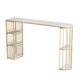 Modern Bar Dining Table Indoor Bar Height Pub Table Iron Base with Shelves Gold Without Chairs Clearhalo 'Bar Furniture' 'Bar Tables' 'bar_tables' 'furn' 'furn_bar_tables' 'Furniture' 'furniture_bar_tables' 'Kitchen & Dining Furniture' 'kitchen&dining_furn' 'kitchen' 4284776