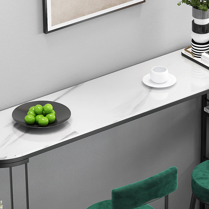 Modern Bar Dining Table Indoor Bar Height Pub Table Iron Base with Shelves Clearhalo 'Bar Furniture' 'Bar Tables' 'bar_tables' 'furn' 'furn_bar_tables' 'Furniture' 'furniture_bar_tables' 'Kitchen & Dining Furniture' 'kitchen&dining_furn' 'kitchen' 4284779