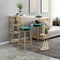 Modern Bar Dining Table Indoor Bar Height Pub Table Iron Base with Shelves 70.9"L x 15.7"W x 41.3"H Gold Without Chairs Clearhalo 'Bar Furniture' 'Bar Tables' 'bar_tables' 'furn' 'furn_bar_tables' 'Furniture' 'furniture_bar_tables' 'Kitchen & Dining Furniture' 'kitchen&dining_furn' 'kitchen' 4284780