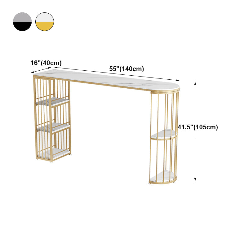 Modern Bar Dining Table Indoor Bar Height Pub Table Iron Base with Shelves Clearhalo 'Bar Furniture' 'Bar Tables' 'bar_tables' 'furn' 'furn_bar_tables' 'Furniture' 'furniture_bar_tables' 'Kitchen & Dining Furniture' 'kitchen&dining_furn' 'kitchen' 4284790