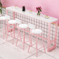 Modern Pink Rectangle Counter-height Pub Table Coffee Shop Footrest Pub Bar Table 102.4"L x 15.7"W x 41.3"H Without Chairs Clearhalo 'Bar Furniture' 'Bar Tables' 'bar_tables' 'furn' 'furn_bar_tables' 'Furniture' 'furniture_bar_tables' 'Kitchen & Dining Furniture' 'kitchen&dining_furn' 'kitchen' 4284821