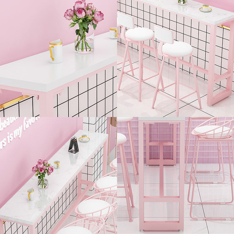 Modern Pink Rectangle Counter-height Pub Table Coffee Shop Footrest Pub Bar Table Clearhalo 'Bar Furniture' 'Bar Tables' 'bar_tables' 'furn' 'furn_bar_tables' 'Furniture' 'furniture_bar_tables' 'Kitchen & Dining Furniture' 'kitchen&dining_furn' 'kitchen' 4284826