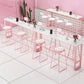 Modern Pink Rectangle Counter-height Pub Table Coffee Shop Footrest Pub Bar Table Clearhalo 'Bar Furniture' 'Bar Tables' 'bar_tables' 'furn' 'furn_bar_tables' 'Furniture' 'furniture_bar_tables' 'Kitchen & Dining Furniture' 'kitchen&dining_furn' 'kitchen' 4284828