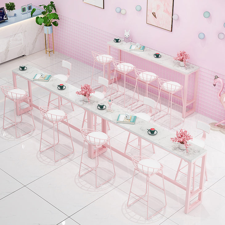 Modern Pink Rectangle Counter-height Pub Table Coffee Shop Footrest Pub Bar Table Clearhalo 'Bar Furniture' 'Bar Tables' 'bar_tables' 'furn' 'furn_bar_tables' 'Furniture' 'furniture_bar_tables' 'Kitchen & Dining Furniture' 'kitchen&dining_furn' 'kitchen' 4284829