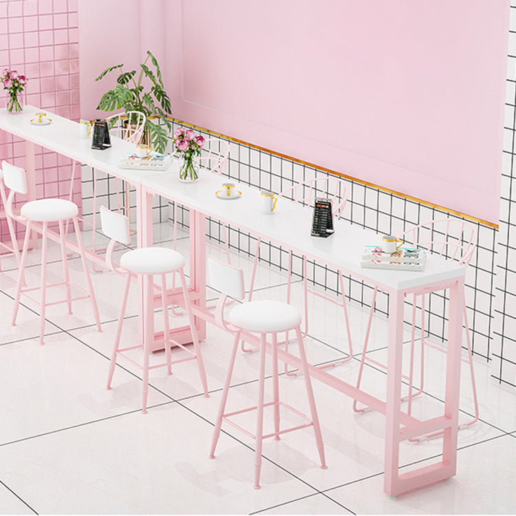 Modern Pink Rectangle Counter-height Pub Table Coffee Shop Footrest Pub Bar Table Clearhalo 'Bar Furniture' 'Bar Tables' 'bar_tables' 'furn' 'furn_bar_tables' 'Furniture' 'furniture_bar_tables' 'Kitchen & Dining Furniture' 'kitchen&dining_furn' 'kitchen' 4284832
