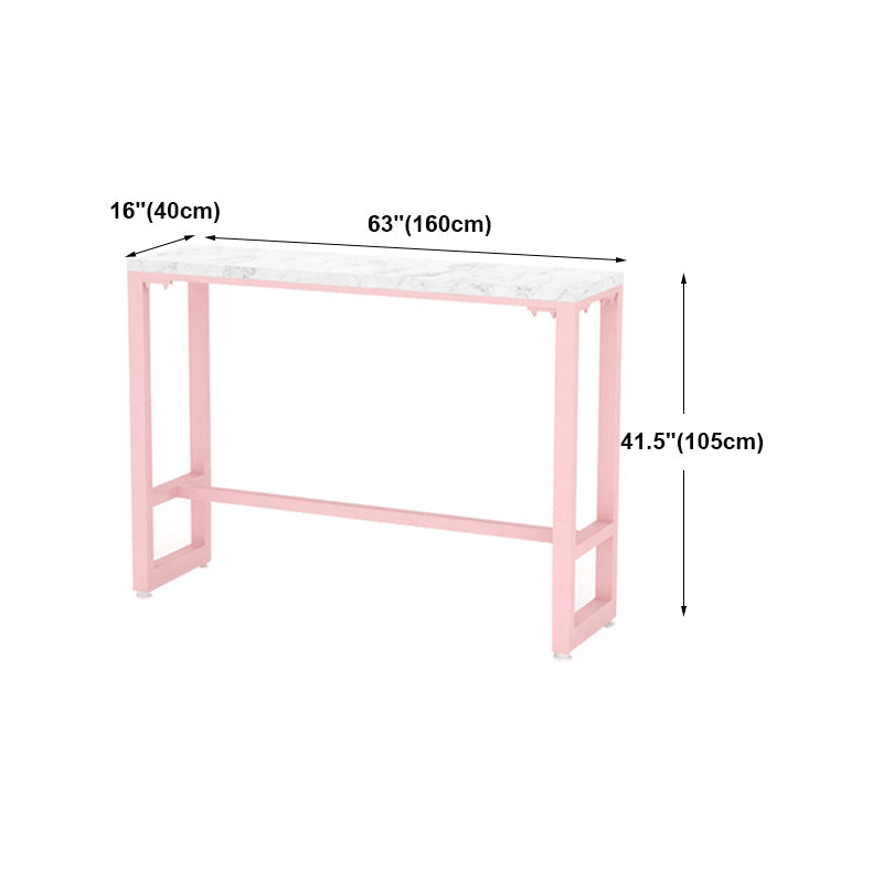 Modern Pink Rectangle Counter-height Pub Table Coffee Shop Footrest Pub Bar Table Clearhalo 'Bar Furniture' 'Bar Tables' 'bar_tables' 'furn' 'furn_bar_tables' 'Furniture' 'furniture_bar_tables' 'Kitchen & Dining Furniture' 'kitchen&dining_furn' 'kitchen' 4284837