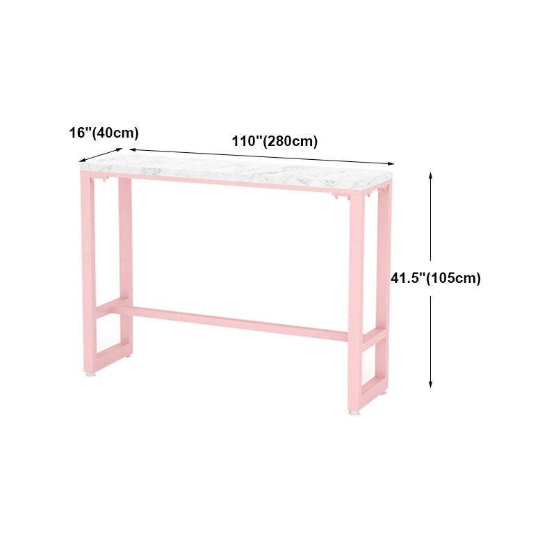 Modern Pink Rectangle Counter-height Pub Table Coffee Shop Footrest Pub Bar Table Clearhalo 'Bar Furniture' 'Bar Tables' 'bar_tables' 'furn' 'furn_bar_tables' 'Furniture' 'furniture_bar_tables' 'Kitchen & Dining Furniture' 'kitchen&dining_furn' 'kitchen' 4284843