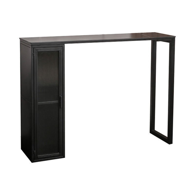 Bar Height Pub Table Modern Marble Rectangle Storage Indoor Counter Wine Table Black Without Chairs Clearhalo 'Bar Furniture' 'Bar Tables' 'bar_tables' 'furn' 'furn_bar_tables' 'Furniture' 'furniture_bar_tables' 'Kitchen & Dining Furniture' 'kitchen&dining_furn' 'kitchen' 4284850