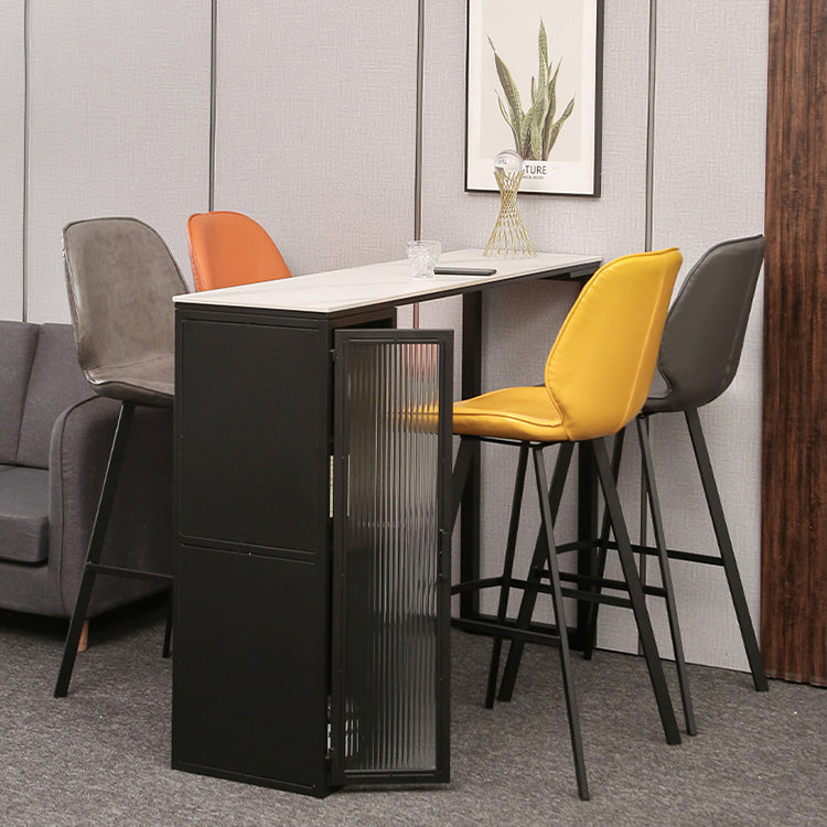 Bar Height Pub Table Modern Marble Rectangle Storage Indoor Counter Wine Table Clearhalo 'Bar Furniture' 'Bar Tables' 'bar_tables' 'furn' 'furn_bar_tables' 'Furniture' 'furniture_bar_tables' 'Kitchen & Dining Furniture' 'kitchen&dining_furn' 'kitchen' 4284852