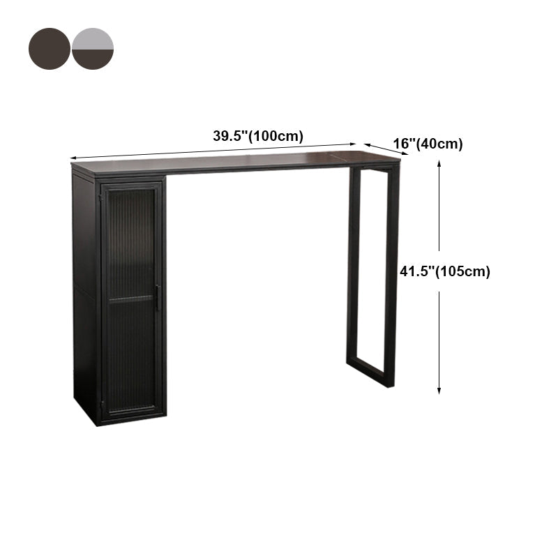 Bar Height Pub Table Modern Marble Rectangle Storage Indoor Counter Wine Table Clearhalo 'Bar Furniture' 'Bar Tables' 'bar_tables' 'furn' 'furn_bar_tables' 'Furniture' 'furniture_bar_tables' 'Kitchen & Dining Furniture' 'kitchen&dining_furn' 'kitchen' 4284858
