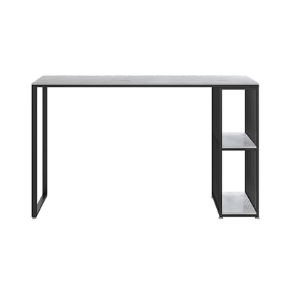 Rectangle Living Room Pub Height Dining Table Marble Bistro Table with Storage 39.4"L x 15.7"W x 41.3"H Black Without Chairs Clearhalo 'Bar Furniture' 'Bar Tables' 'bar_tables' 'furn' 'furn_bar_tables' 'Furniture' 'furniture_bar_tables' 'Kitchen & Dining Furniture' 4284873