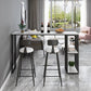 Rectangle Living Room Pub Height Dining Table Marble Bistro Table with Storage 55.1"L x 15.7"W x 41.3"H Black Without Chairs Clearhalo 'Bar Furniture' 'Bar Tables' 'bar_tables' 'furn' 'furn_bar_tables' 'Furniture' 'furniture_bar_tables' 'Kitchen & Dining Furniture' 4284876