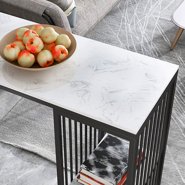 Rectangle Living Room Pub Height Dining Table Marble Bistro Table with Storage Clearhalo 'Bar Furniture' 'Bar Tables' 'bar_tables' 'furn' 'furn_bar_tables' 'Furniture' 'furniture_bar_tables' 'Kitchen & Dining Furniture' 4284878