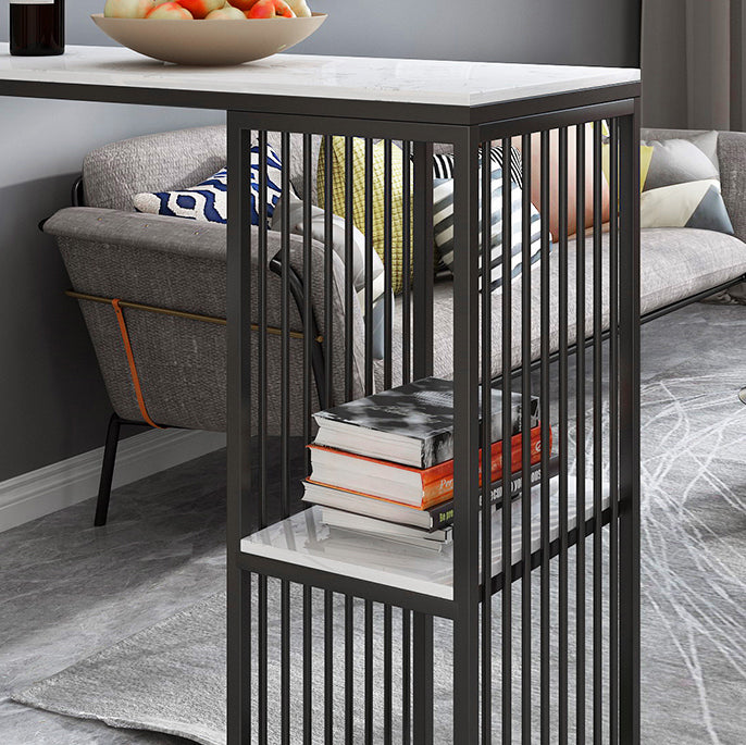 Rectangle Living Room Pub Height Dining Table Marble Bistro Table with Storage Clearhalo 'Bar Furniture' 'Bar Tables' 'bar_tables' 'furn' 'furn_bar_tables' 'Furniture' 'furniture_bar_tables' 'Kitchen & Dining Furniture' 4284879