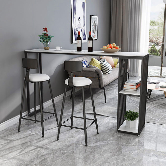 Rectangle Living Room Pub Height Dining Table Marble Bistro Table with Storage Clearhalo 'Bar Furniture' 'Bar Tables' 'bar_tables' 'furn' 'furn_bar_tables' 'Furniture' 'furniture_bar_tables' 'Kitchen & Dining Furniture' 4284880