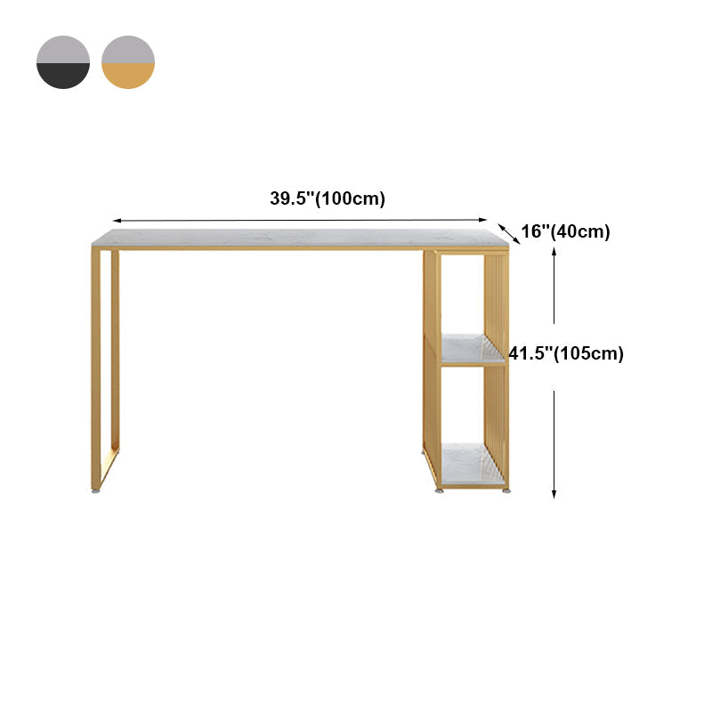 Rectangle Living Room Pub Height Dining Table Marble Bistro Table with Storage Clearhalo 'Bar Furniture' 'Bar Tables' 'bar_tables' 'furn' 'furn_bar_tables' 'Furniture' 'furniture_bar_tables' 'Kitchen & Dining Furniture' 4284889