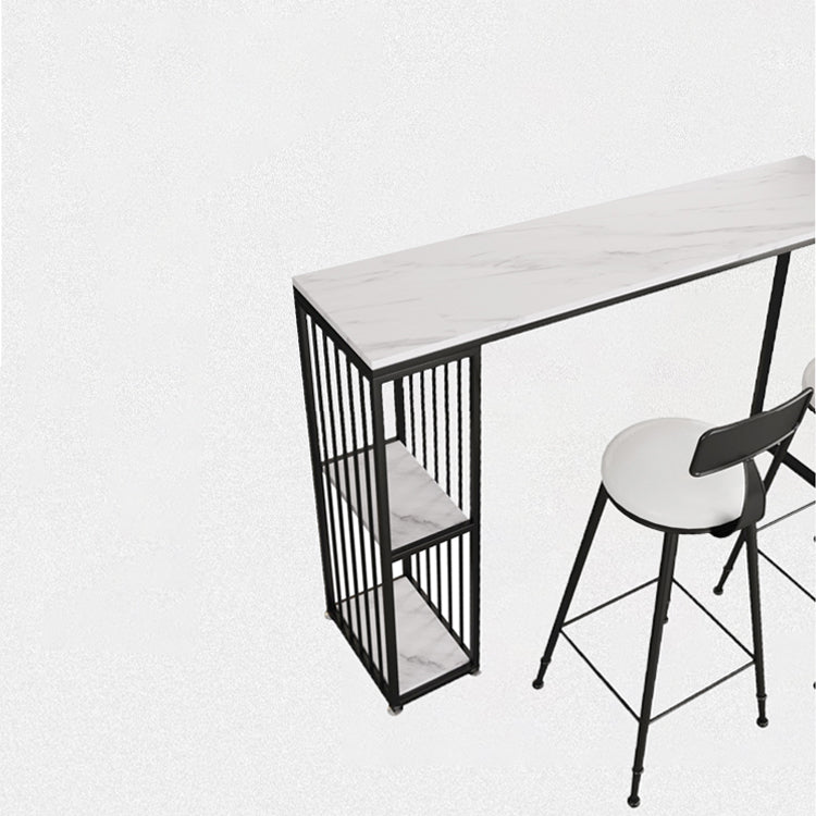 White Marble Kitchen Counter-height Pub Table Rectangle Bar Dining Table Clearhalo 'Bar Furniture' 'Bar Tables' 'bar_tables' 'furn' 'furn_bar_tables' 'Furniture' 'furniture_bar_tables' 'Kitchen & Dining Furniture' 'kitchen&dining_furn' 'kitchen' 4284899