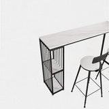 White Marble Kitchen Counter-height Pub Table Rectangle Bar Dining Table Clearhalo 'Bar Furniture' 'Bar Tables' 'bar_tables' 'furn' 'furn_bar_tables' 'Furniture' 'furniture_bar_tables' 'Kitchen & Dining Furniture' 'kitchen&dining_furn' 'kitchen' 4284899