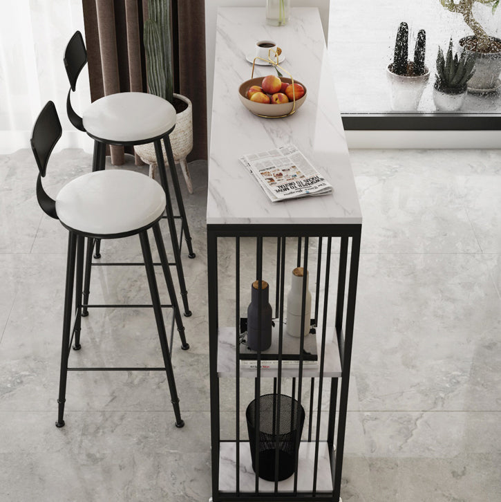 White Marble Kitchen Counter-height Pub Table Rectangle Bar Dining Table Clearhalo 'Bar Furniture' 'Bar Tables' 'bar_tables' 'furn' 'furn_bar_tables' 'Furniture' 'furniture_bar_tables' 'Kitchen & Dining Furniture' 'kitchen&dining_furn' 'kitchen' 4284903