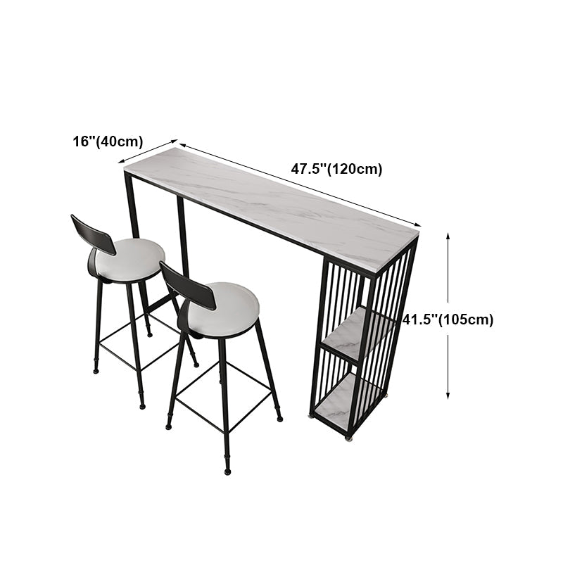 White Marble Kitchen Counter-height Pub Table Rectangle Bar Dining Table Clearhalo 'Bar Furniture' 'Bar Tables' 'bar_tables' 'furn' 'furn_bar_tables' 'Furniture' 'furniture_bar_tables' 'Kitchen & Dining Furniture' 'kitchen&dining_furn' 'kitchen' 4284907
