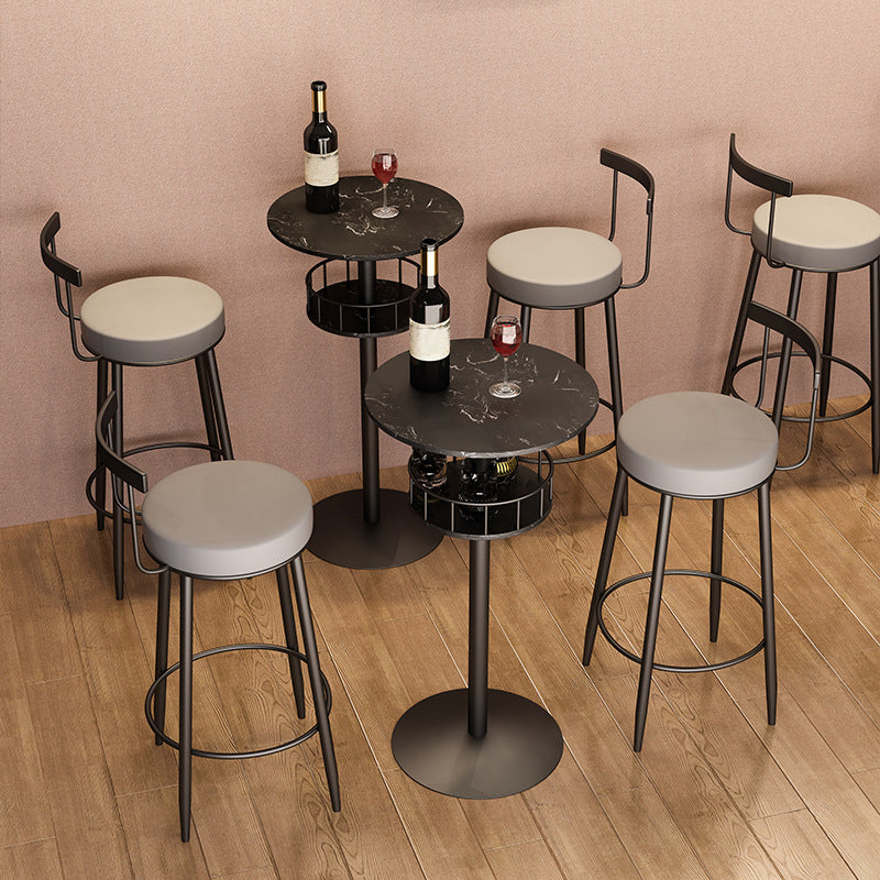Contemporary Bar Dining Table Indoor Pedestal Marble Top Bar Height Table 42-Inch Top Clearhalo 'Bar Furniture' 'Bar Tables' 'bar_tables' 'furn' 'furn_bar_tables' 'Furniture' 'furniture_bar_tables' 'Kitchen & Dining Furniture' 'kitchen&dining_furn' 'kitchen' 4284911