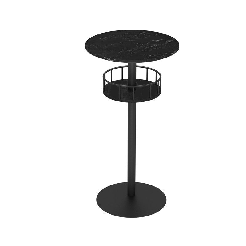 Contemporary Bar Dining Table Indoor Pedestal Marble Top Bar Height Table 42-Inch Top Black Black Round Clearhalo 'Bar Furniture' 'Bar Tables' 'bar_tables' 'furn' 'furn_bar_tables' 'Furniture' 'furniture_bar_tables' 'Kitchen & Dining Furniture' 'kitchen&dining_furn' 'kitchen' 4284912