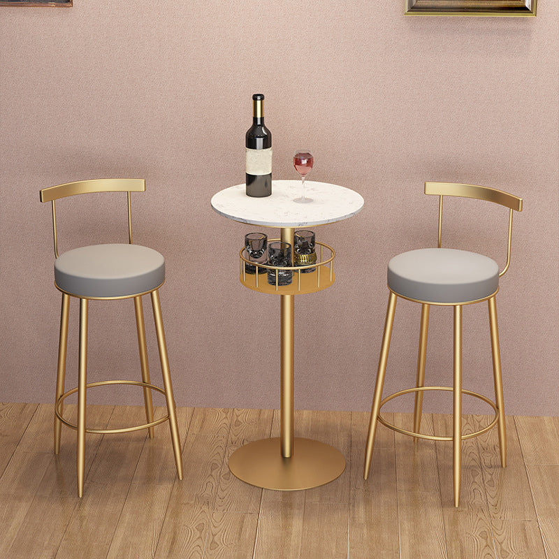 Contemporary Bar Dining Table Indoor Pedestal Marble Top Bar Height Table 42-Inch Top Clearhalo 'Bar Furniture' 'Bar Tables' 'bar_tables' 'furn' 'furn_bar_tables' 'Furniture' 'furniture_bar_tables' 'Kitchen & Dining Furniture' 'kitchen&dining_furn' 'kitchen' 4284915