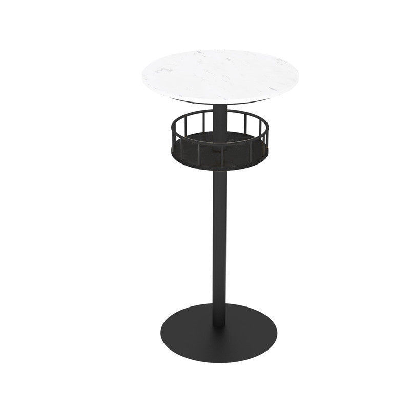 Contemporary Bar Dining Table Indoor Pedestal Marble Top Bar Height Table 42-Inch Top Black White Round Clearhalo 'Bar Furniture' 'Bar Tables' 'bar_tables' 'furn' 'furn_bar_tables' 'Furniture' 'furniture_bar_tables' 'Kitchen & Dining Furniture' 'kitchen&dining_furn' 'kitchen' 4284916